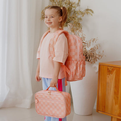 Fox & Fallow Peach Check Large Lunch Bag | Aster & Ruby