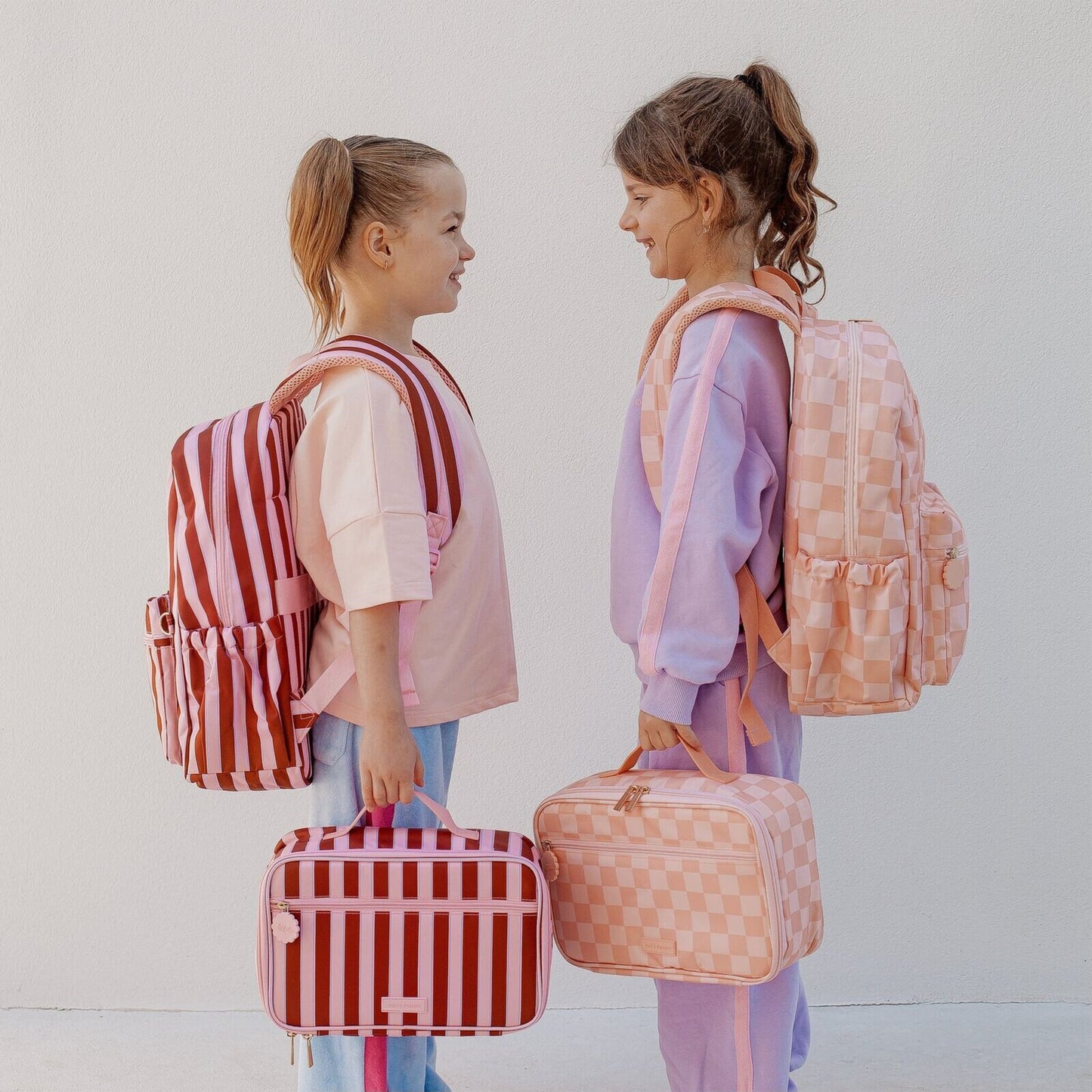 Fox & Fallow Peach Check Large Lunch Bag | Aster & Ruby