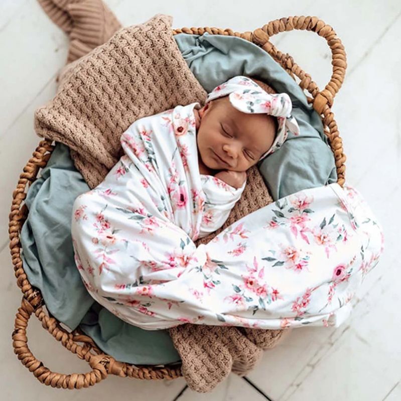Organic Jersey Wrap & top knot Set Camille