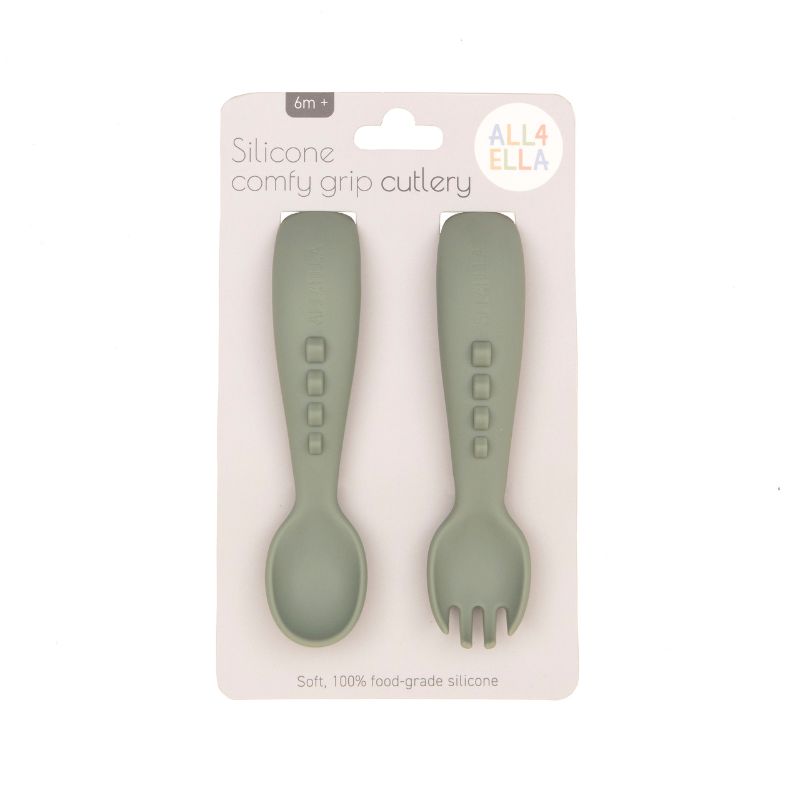Silicone Comfy Grip Cutlery – Olive packaging