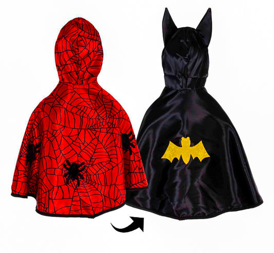 Great Pretenders Reversible Spider/Bat Flowing Cape Toddler 2-3 | Aster & Ruby
