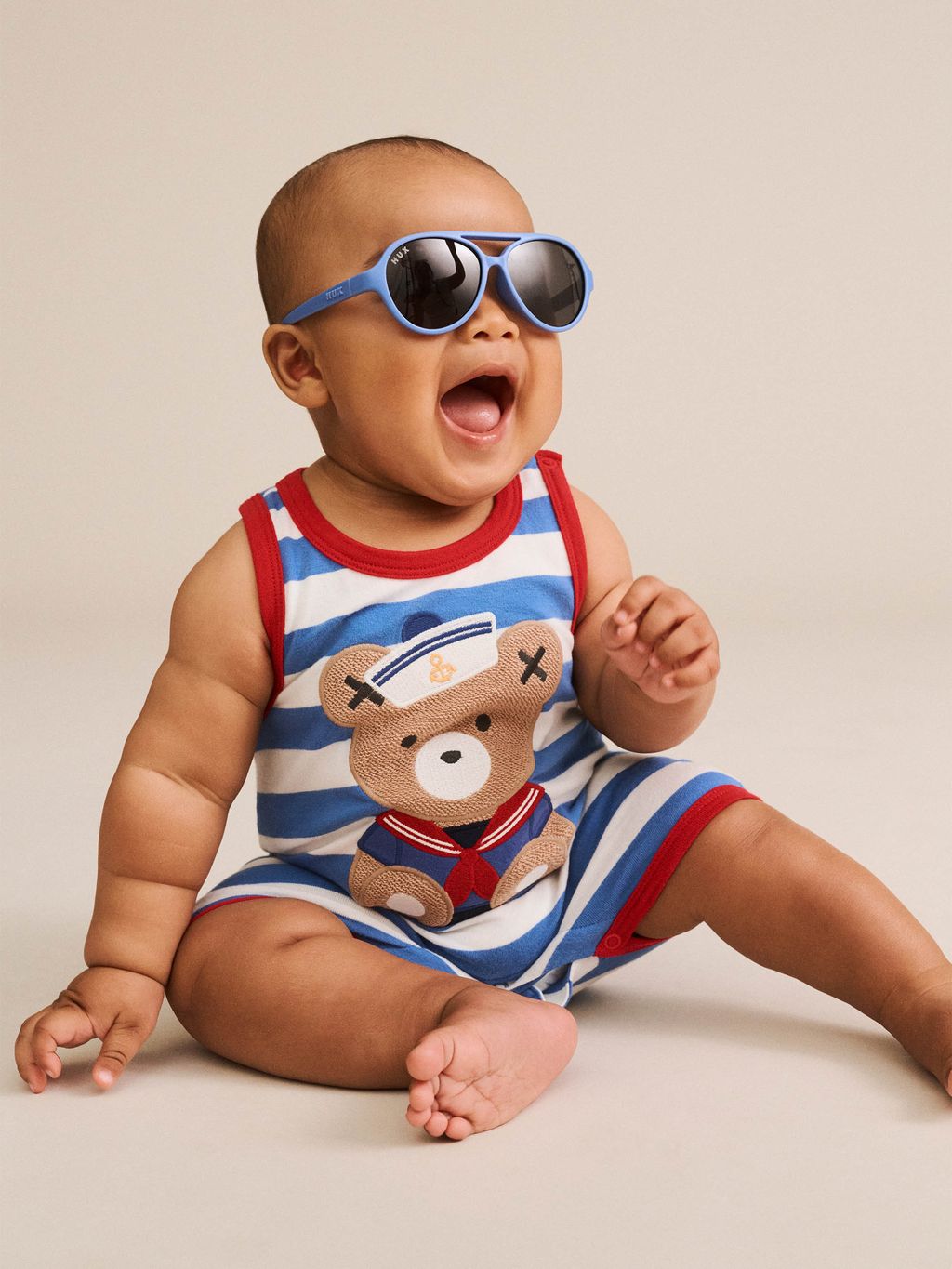 Nautical Stripe Sitting Sleeveless Romper