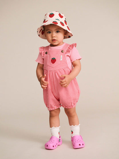 Strawberry Embroidered Stripe Playsuit