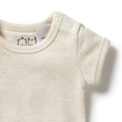 Organic Stripe Rib Bodysuit Oatmeal