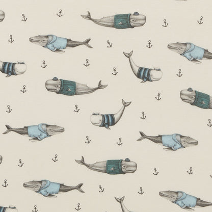 Woolly Whales Organic Bassinet Sheet