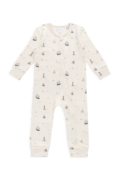 Organic Cotton Reese Zip Onepiece Sailing Day