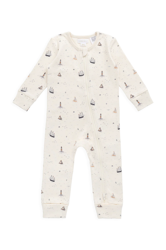 Organic Cotton Reese Zip Onepiece Sailing Day