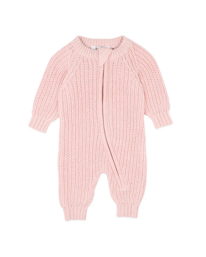 Pale Pink Knitted Zip Romper