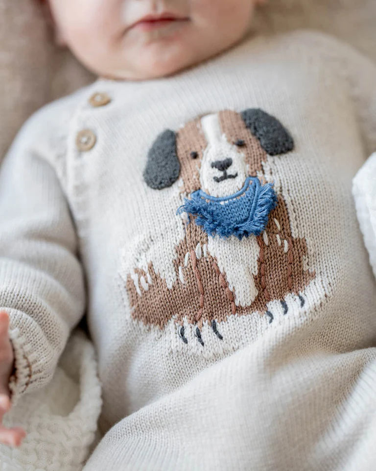 Otto Organic Knitted LS Romper - Oat