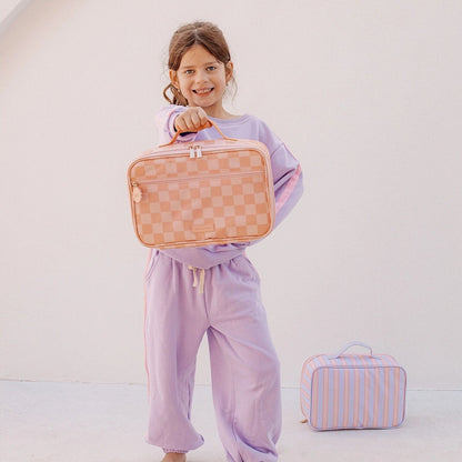 Fox & Fallow Peach Check Large Lunch Bag | Aster & Ruby