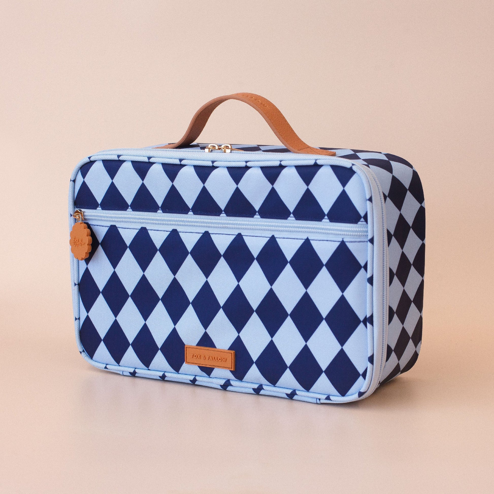Fox & Fallow Navy Diamonds Large Lunch Bag | Aster & Ruby