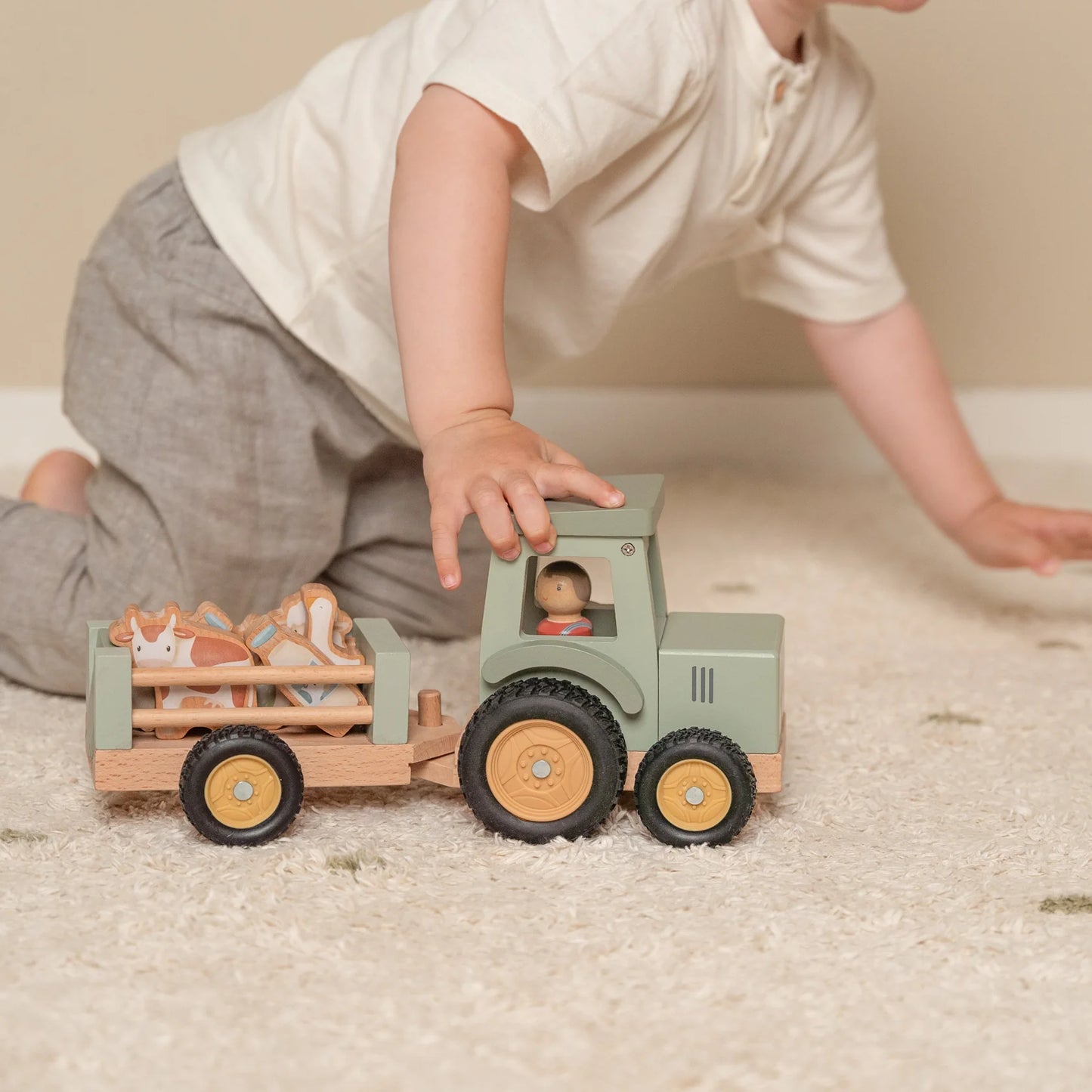 Wooden Tractor With Trailer