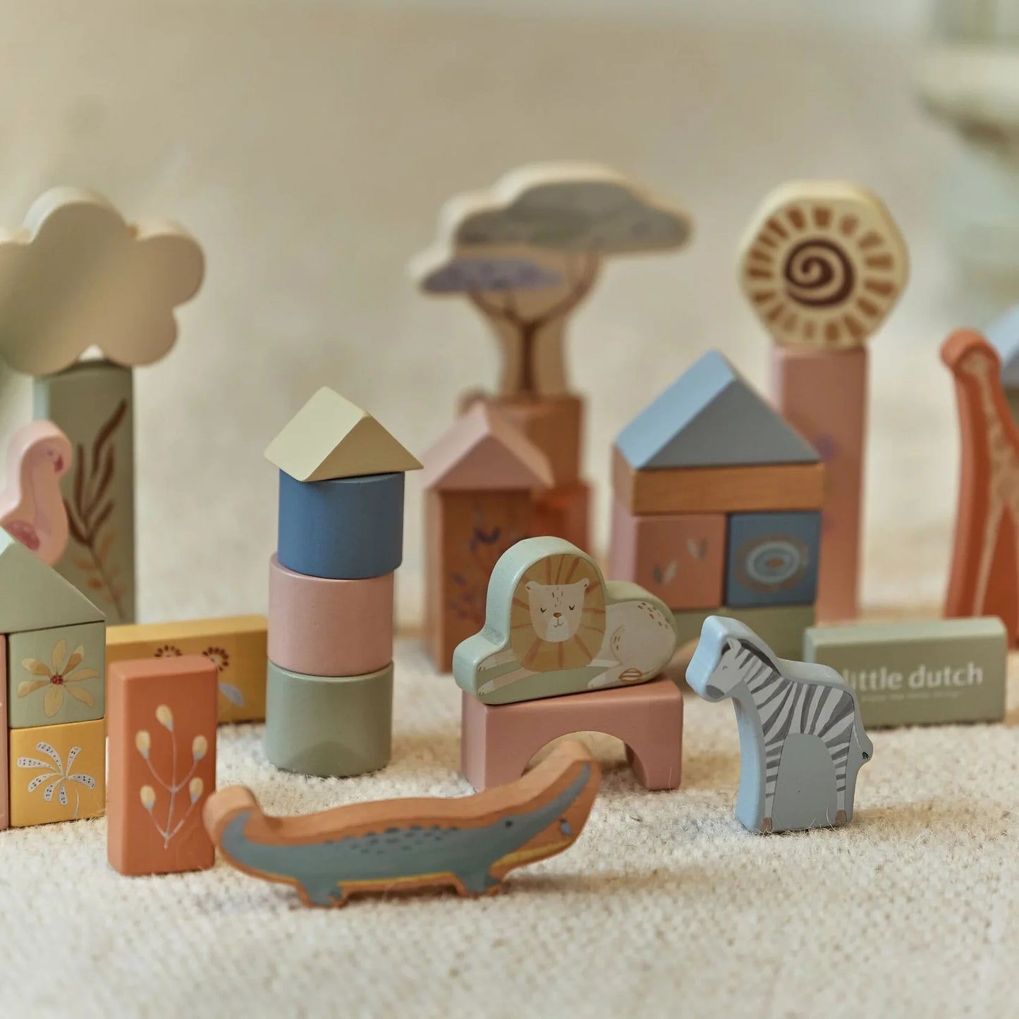 Wooden Building Blocks Safari