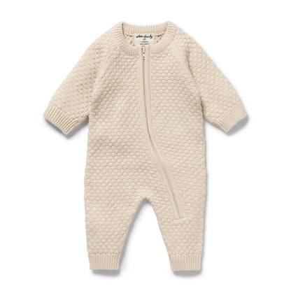 Cream Organic Knitted Bubble Growsuit