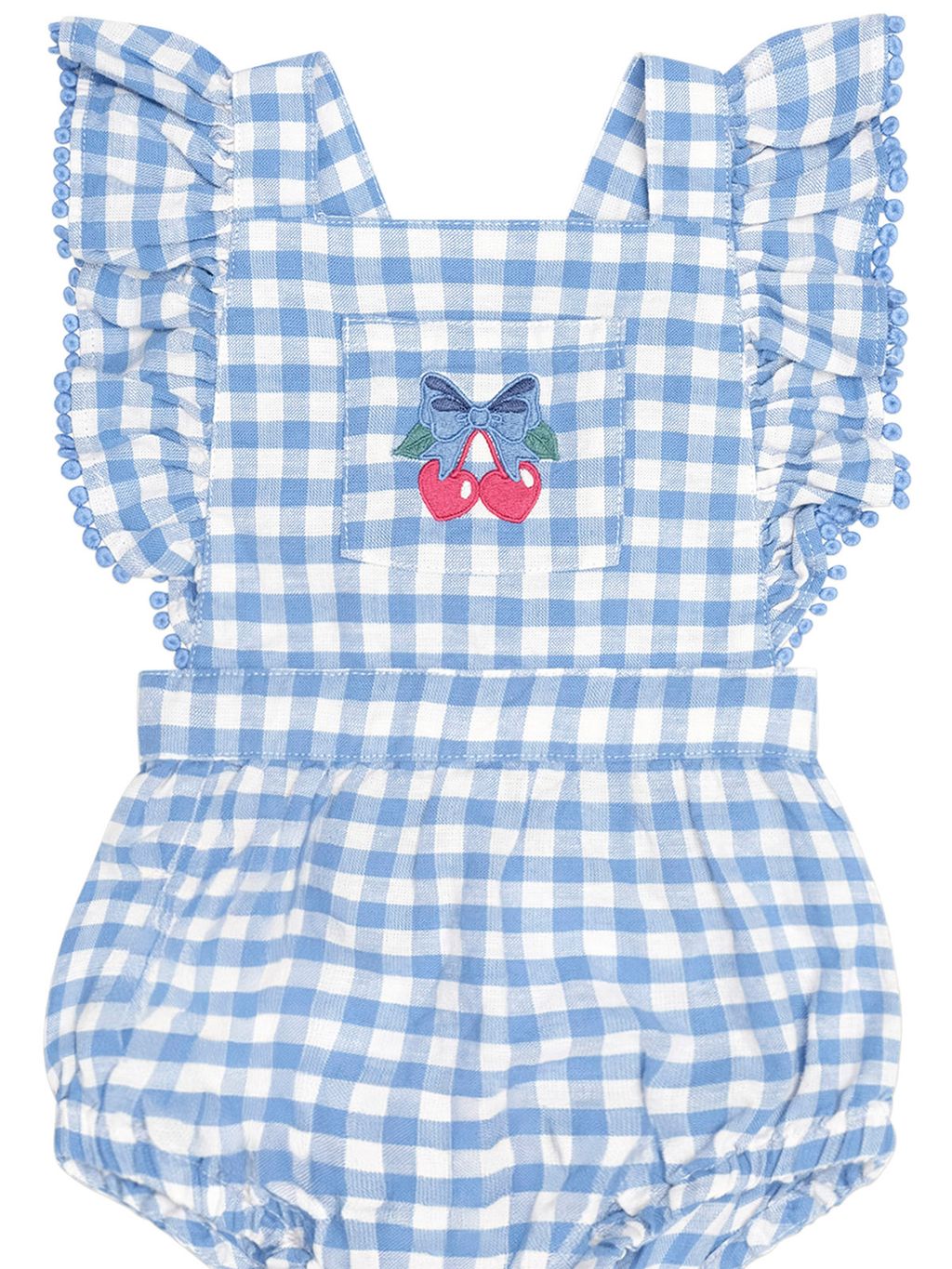 Dusty Blue Gingham Bow Playsuit