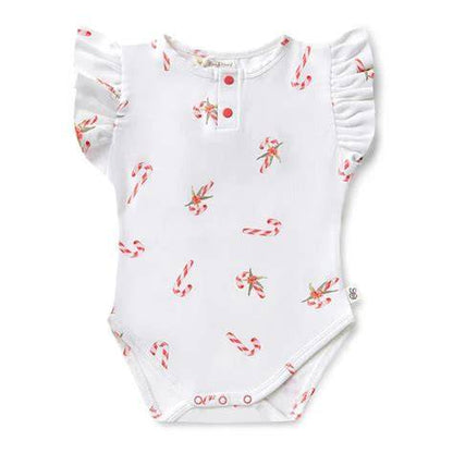 Candy Cane SS Bodysuit w/ Frill