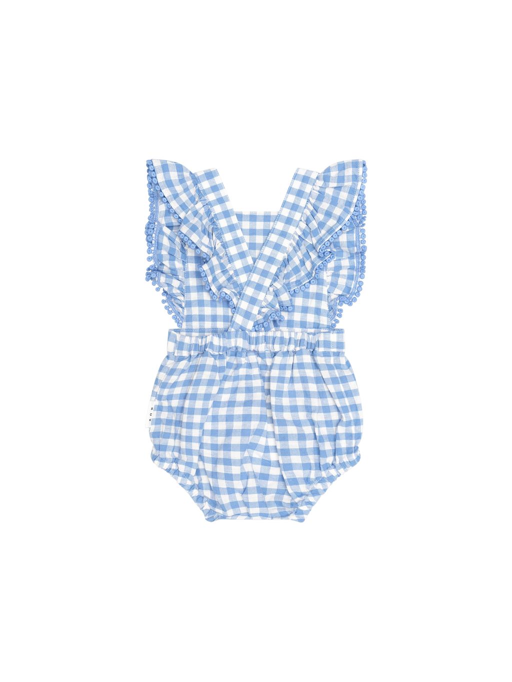 Dusty Blue Gingham Bow Playsuit