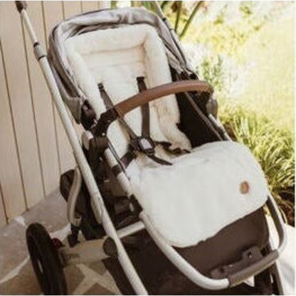 OiOi Cozy Fleece Pram Liner Beige Gingham | Aster & Ruby