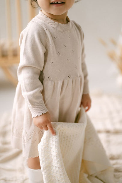 Oatmeal Pointelle Knit Dress