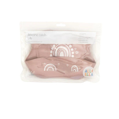 Silicone catch bib - Rainbow Dusty Pink