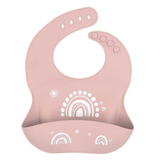 Silicone catch bib - Rainbow Dusty Pink