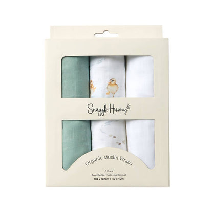 Large Organic Muslin Wraps - Duck Pond / Sage / Milk
