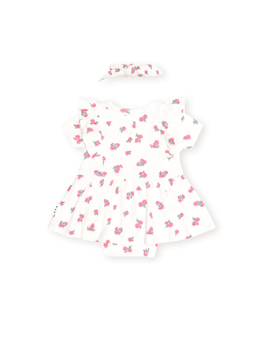 Floral Pointelle Sleeveless Dress Romper and Headband