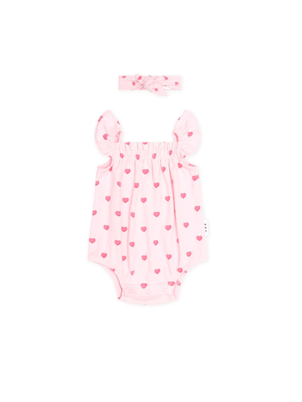 I Heart You Pointelle Bubble Romper and Headband