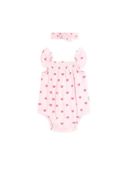 I Heart You Pointelle Bubble Romper and Headband