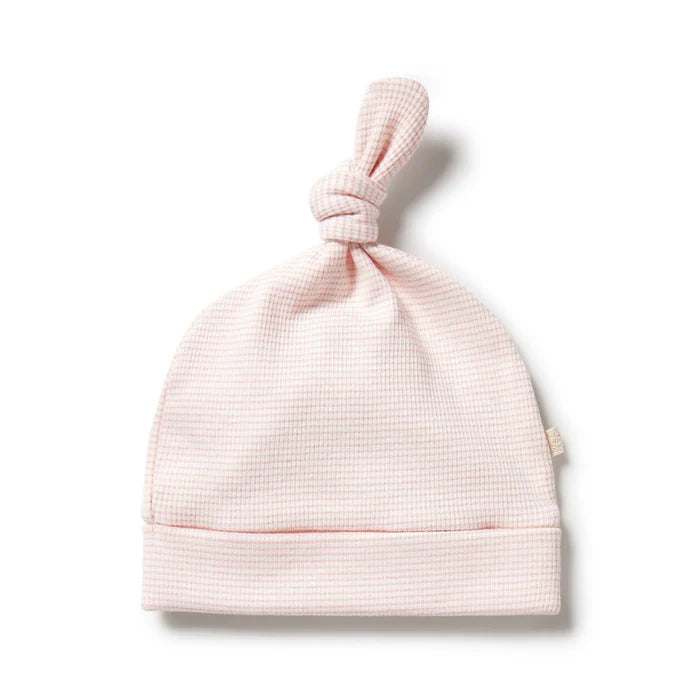 Organic Stripe Rib Knot Hat Cantaloupe