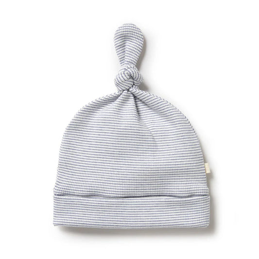 Organic Stripe Rib Knot Hat Rain Drop