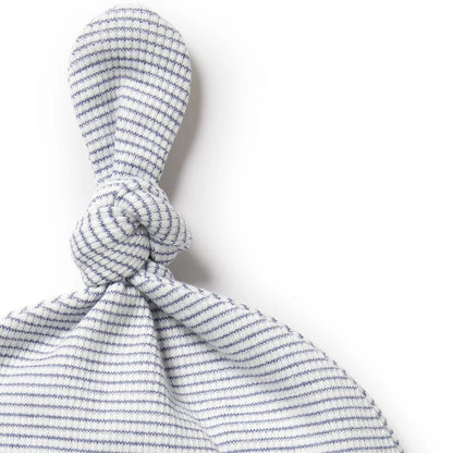 Organic Stripe Rib Knot Hat Rain Drop