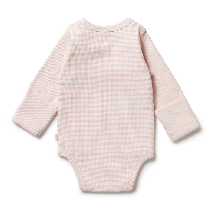 Organic Stripe Rib Kimono Bodysuit Cantaloupe