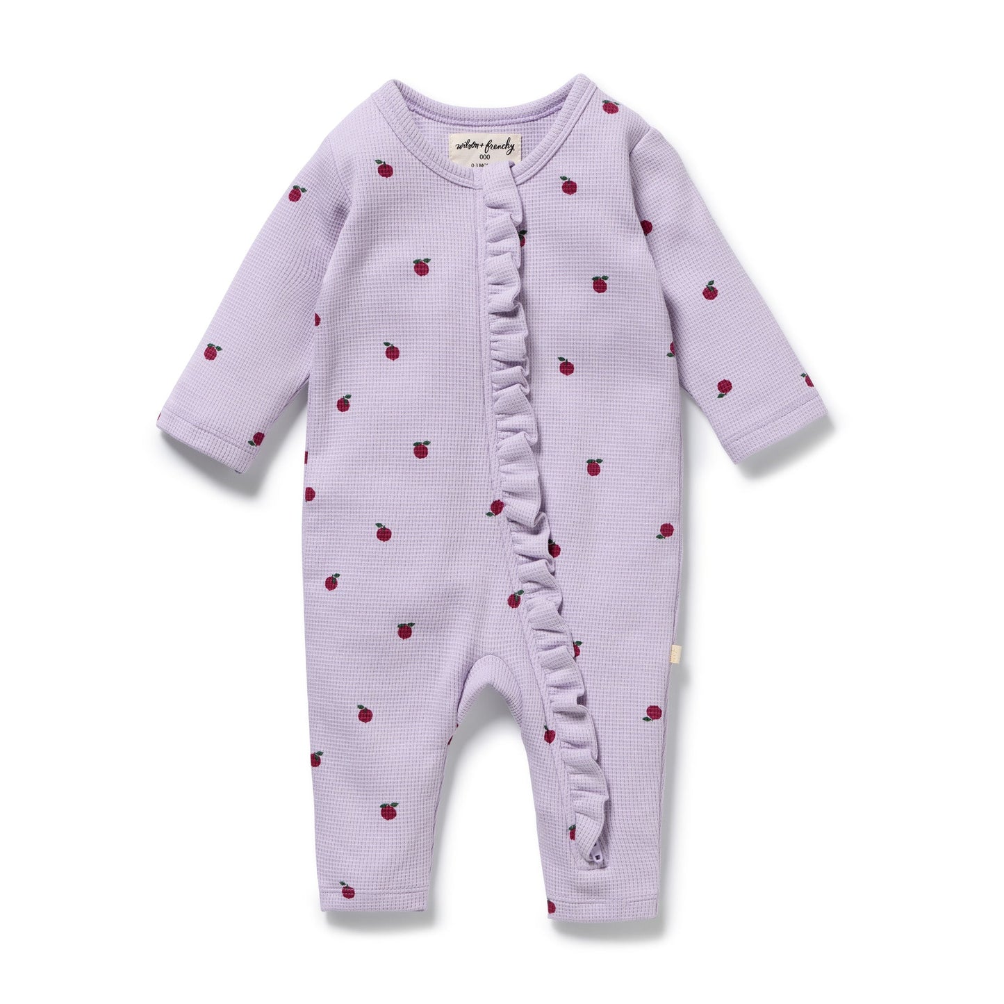 Berry Plums Organic Waffle Ruffle Zipsuit - Berry Plums - Organic Cotton Waffle