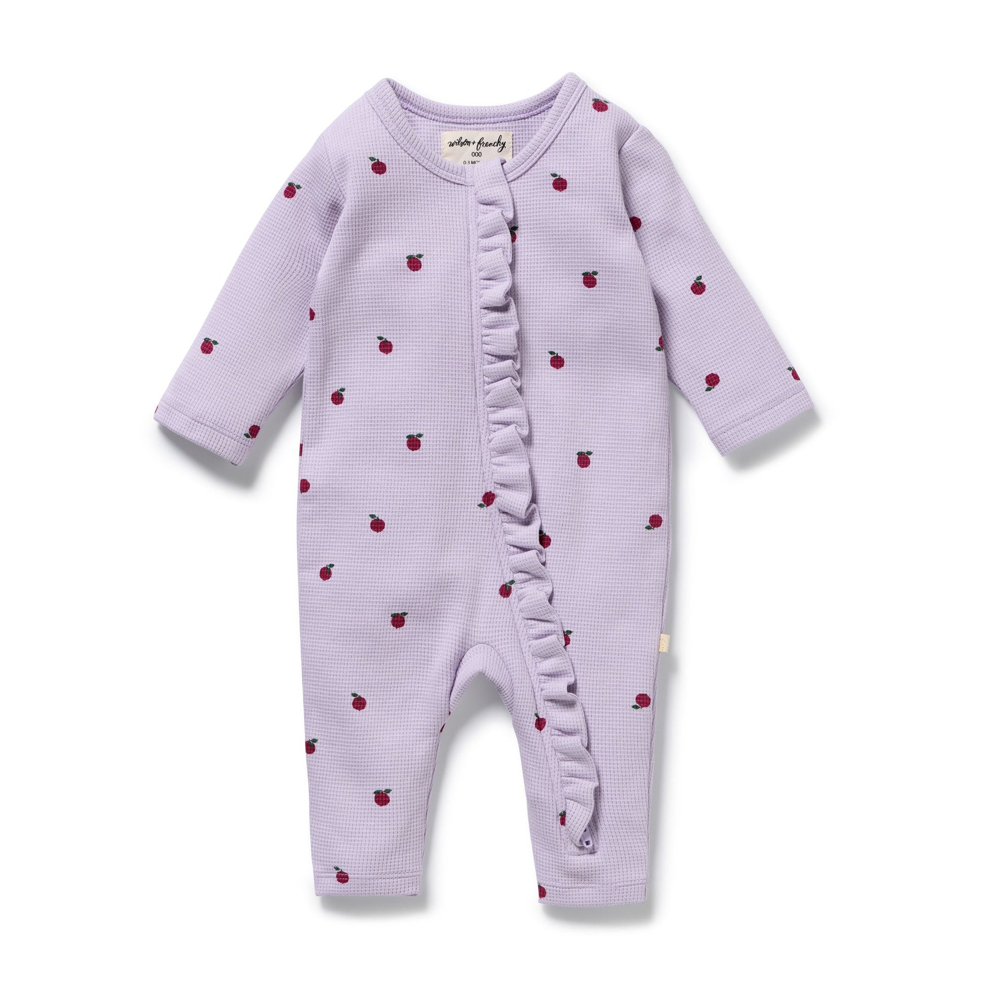 Berry Plums Organic Waffle Ruffle Zipsuit - Berry Plums - Organic Cotton Waffle