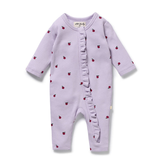 Berry Plums Organic Waffle Ruffle Zipsuit - Berry Plums - Organic Cotton Waffle