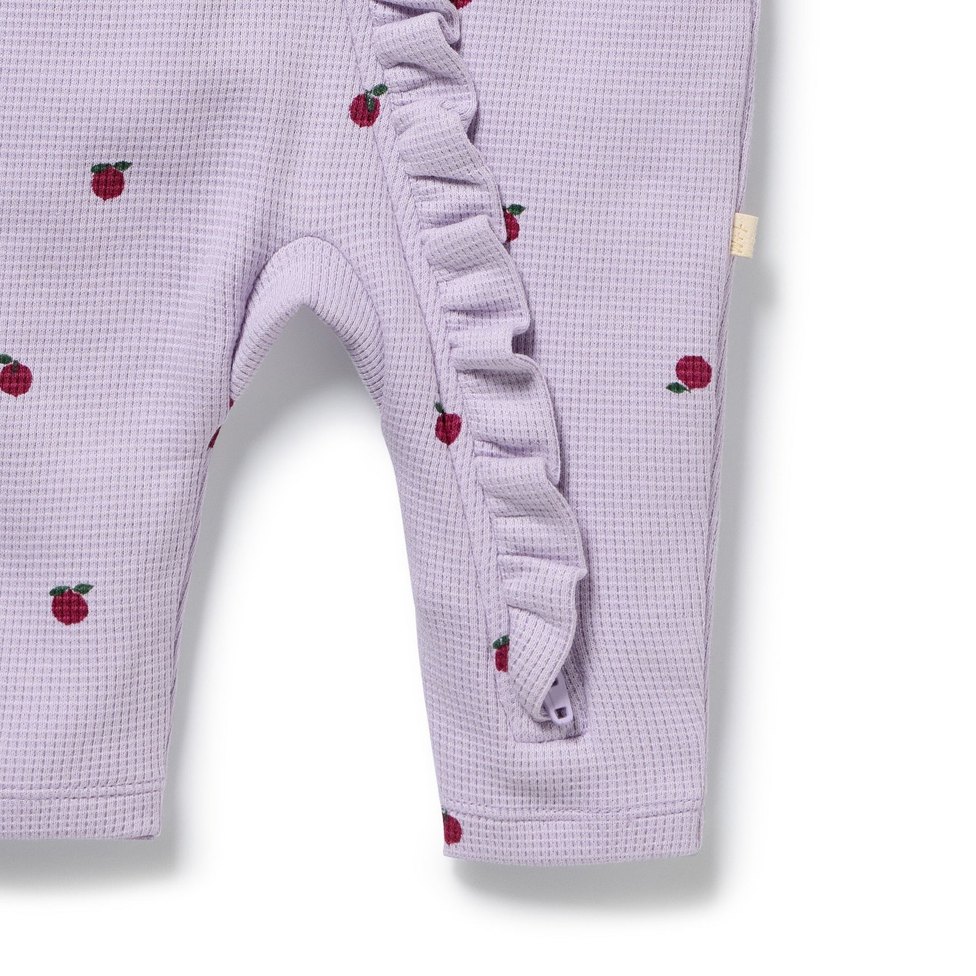 Berry Plums Organic Waffle Ruffle Zipsuit - Berry Plums - Organic Cotton Waffle