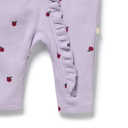 Berry Plums Organic Waffle Ruffle Zipsuit - Berry Plums - Organic Cotton Waffle