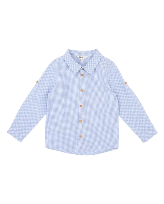 Jake Blue Check LS Shirt 2-7 YRS Sky Blue