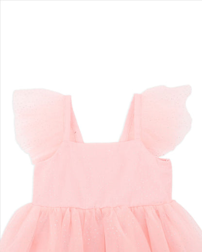 Festive Pink Glitter Tulle Dress