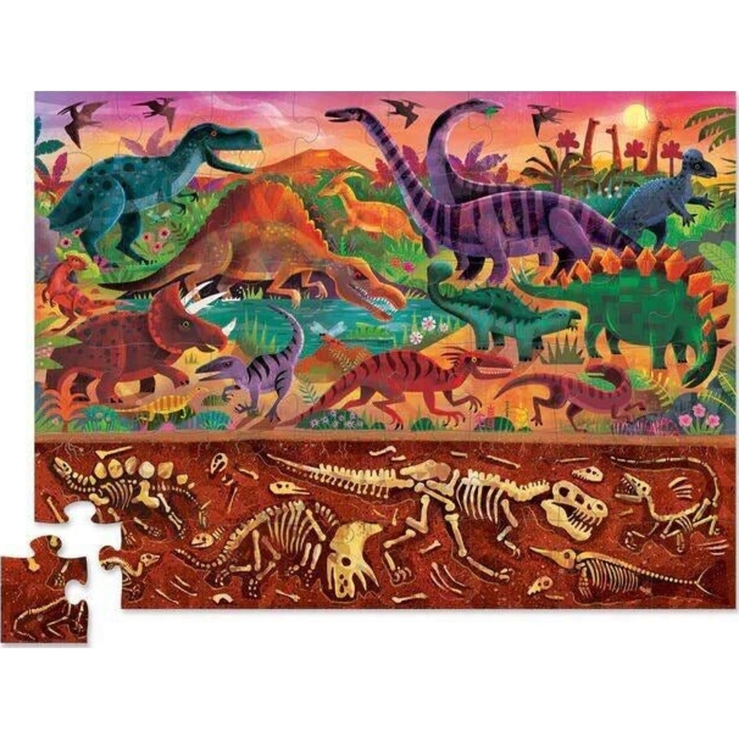 Crocodile Creek Above & Below Puzzle 48 pc Dinosaur World | Aster & Ruby