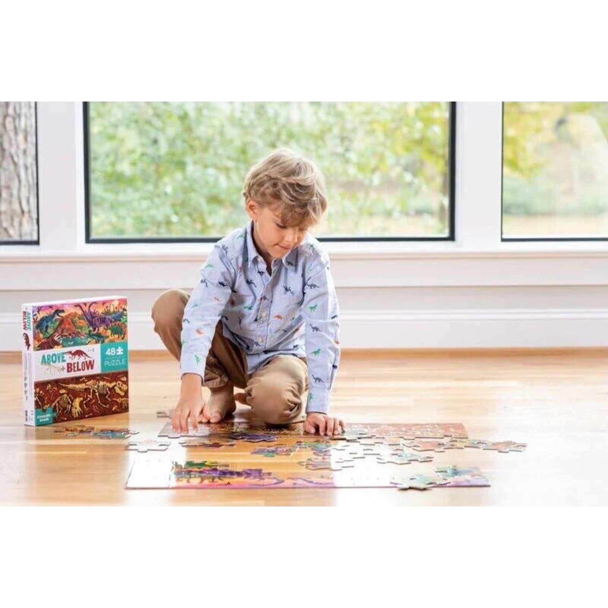 Crocodile Creek Above & Below Puzzle 48 pc Dinosaur World | Aster & Ruby