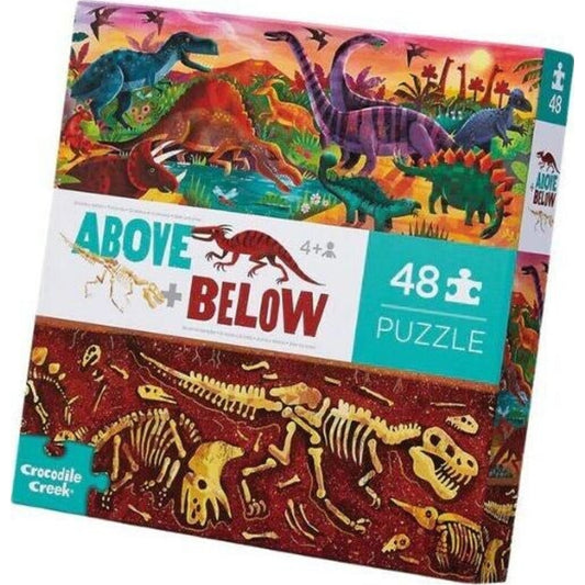 Crocodile Creek Above & Below Puzzle 48 pc Dinosaur World | Aster & Ruby