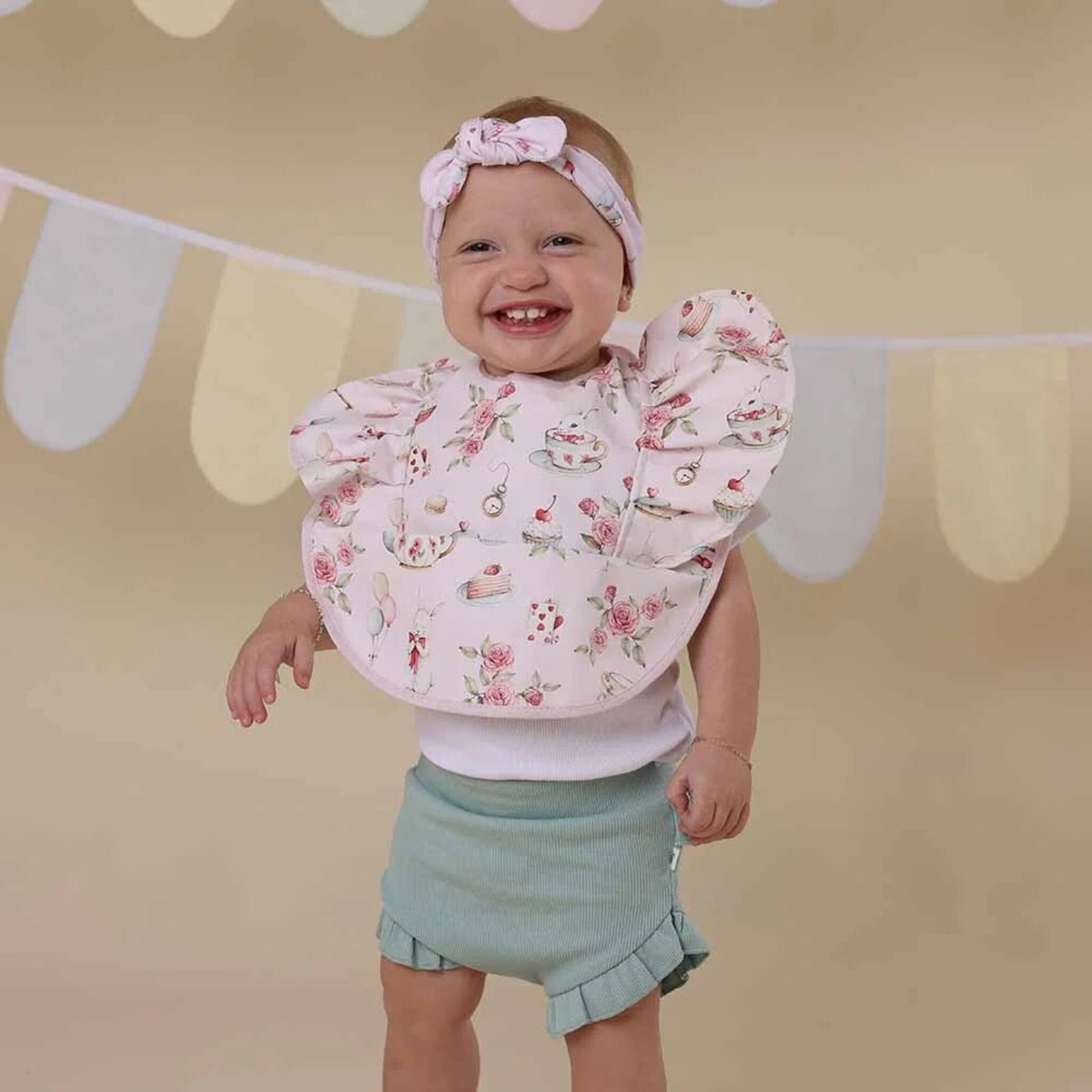 Snuggle Hunny Alice's Tea Party Frill Snuggle Bib | Aster & Ruby