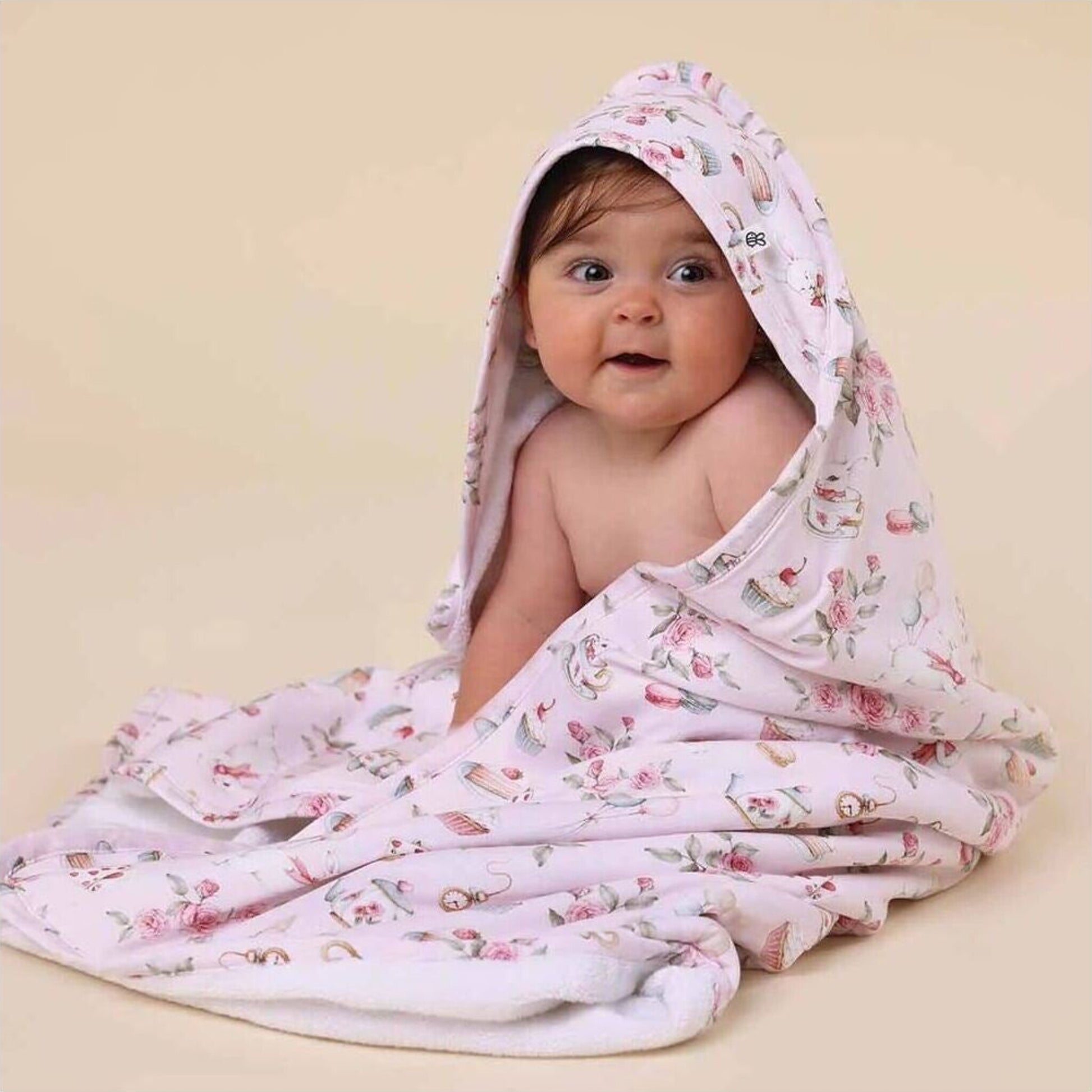Snuggle Hunny Kids Alice’s Tea Party Organic Hooded Baby Towel | Aster & Ruby