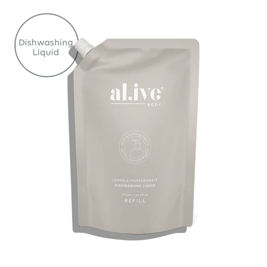 Al.ive Body 900ml Dish Wash Refill - Lemon & Pomegranate - Aster & Ruby