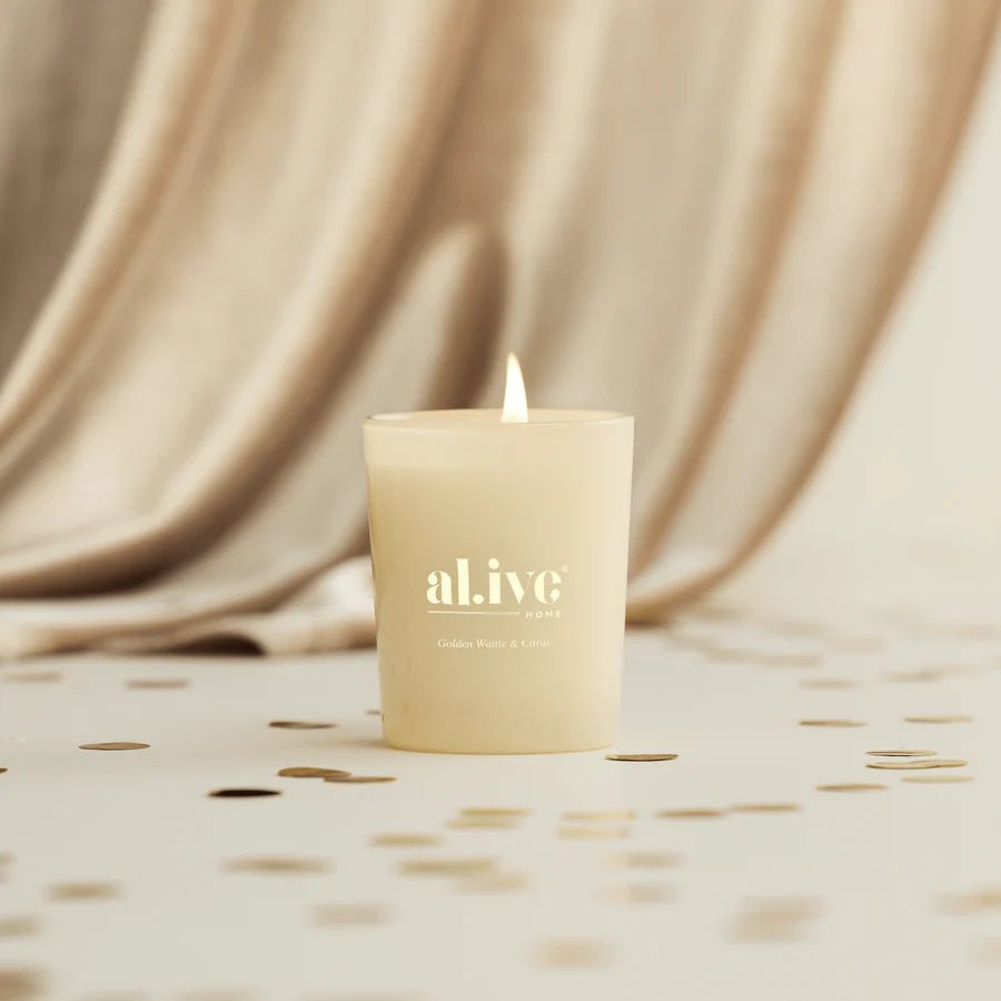 Al.ive Limited Edition Mini Soy Candle Bauble - Golden Wattle & Citrus - Aster & Ruby