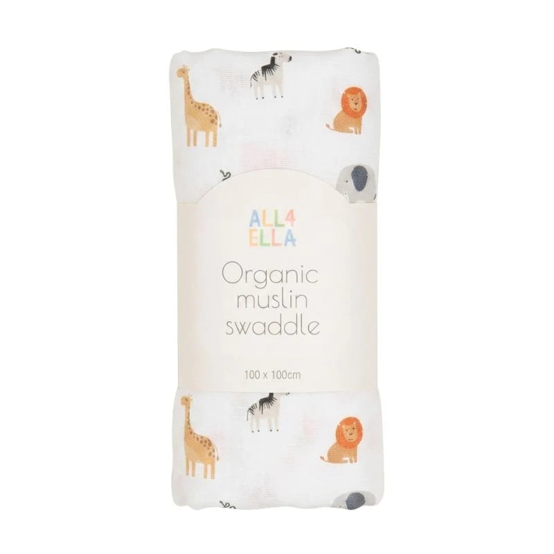 Wild Animals Organic Muslin Swaddle