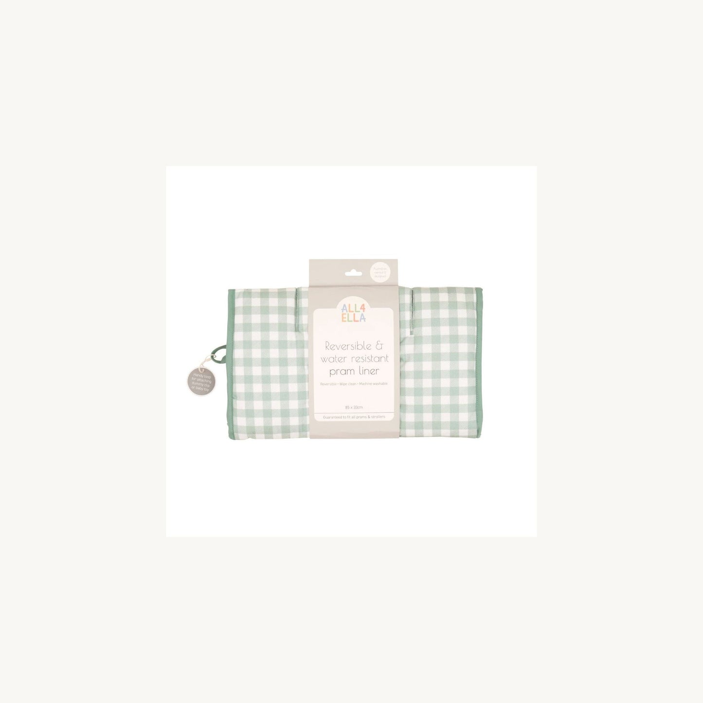 All4Ella Pram Liner Sage Gingham | Aster & Ruby