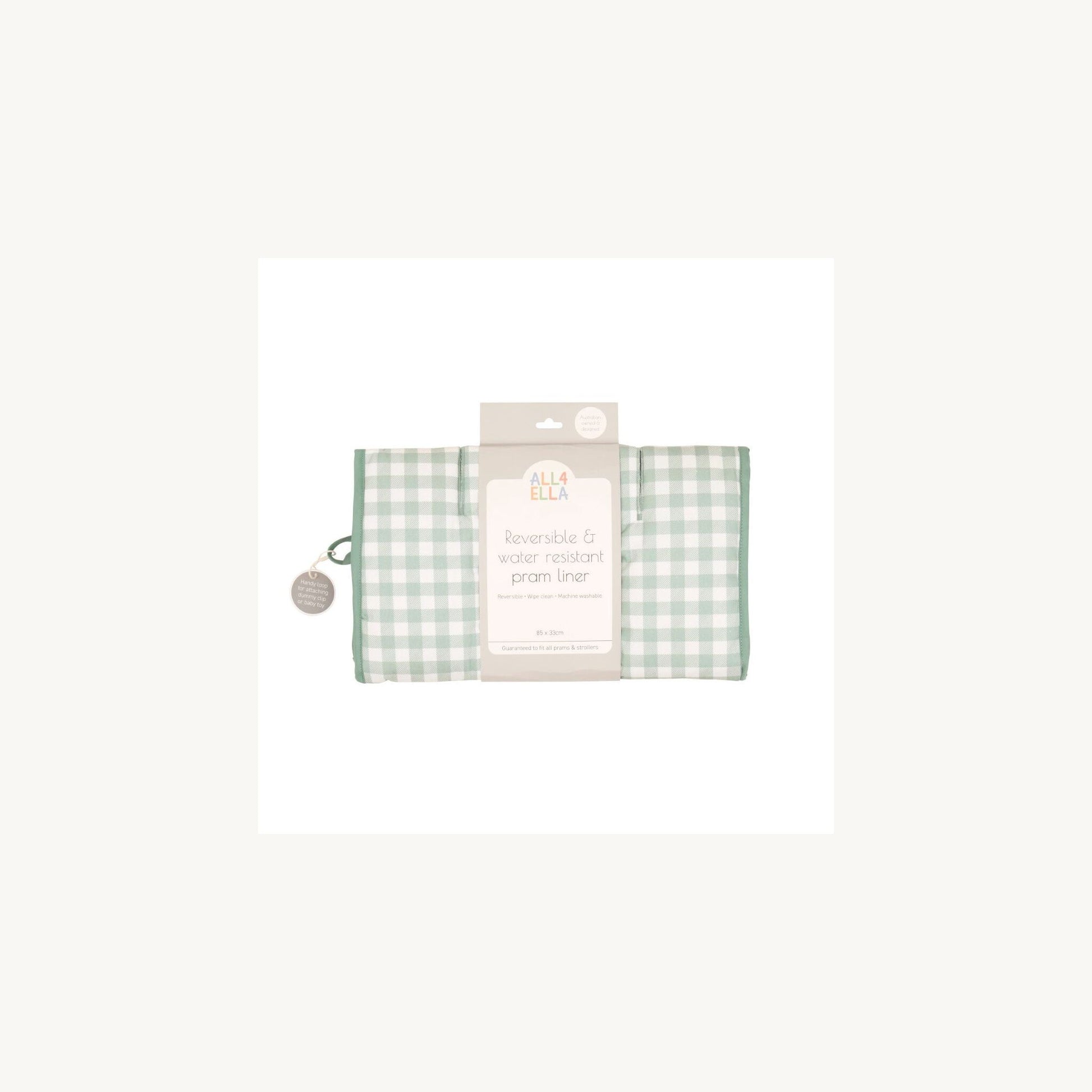 All4Ella Pram Liner Sage Gingham | Aster & Ruby